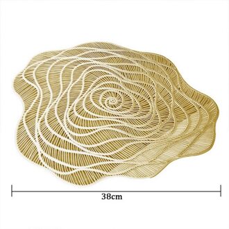 Tafel Mat Mok Coaster Placemat Voor Keuken Eettafel Placemat Hollow Pvc Tafel Decoratieve Pad Onderzetters Home Decor goud 38x38cm