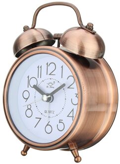 Tafel Nachtkastje Stille Leuke Klassieke Quartz Digitale Metalen Decoratieve Ronde Decor Wekker Woonkamer Bureau Dubbele Bel Snooze antiek brons