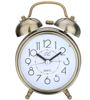 Tafel Nachtkastje Stille Leuke Klassieke Quartz Digitale Metalen Decoratieve Ronde Decor Wekker Woonkamer Bureau Dubbele Bel Snooze bronzen