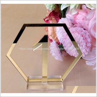 Tafel Nummer Borden Voor Bruiloft Party Decor, Zilver Of Goud Acryl Nummer, Romeinse Cijfers Geometrische Middelpunt zilver / 1-15
