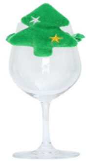 Tafel Plaats Kaarten Christmas Santa Boom Hoed Rode Wijn Glas Decoratie Cup Hoeden Licht Groen