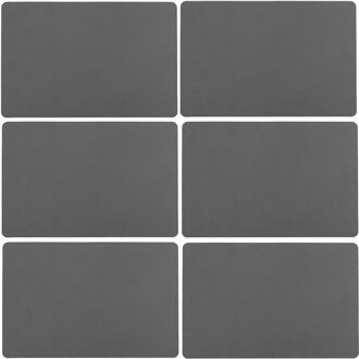 tafel placemat - 12x - PU-leer/leer look - grijs - 45 x 30 cm - Tafel onderleggers
