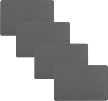 tafel placemat - 4x - PU-leer/leer look - grijs - 45 x 30 cm - Tafel onderleggers