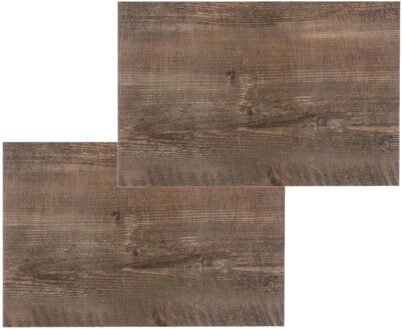 tafel placemat in eiken hout print - Set van 6x stuks - PVC - 45 x 30 cm - Onderle