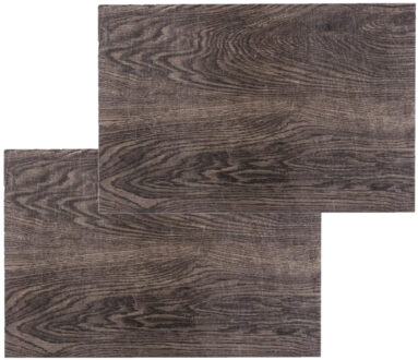 tafel placemat in walnoot hout print - Set van 6x stuks - PVC - 45 x 30 cm - Onder