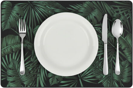 tafel placemat Jungle - zwart/groen - 45 x 30 cm - tafel onderlegger / bescherming
