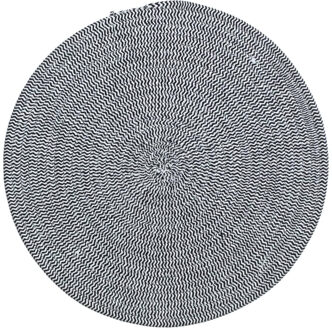 Tafel placemat/onderlegger - rond - zwart/wit - katoen - 38 cm - Ontbijt/lunch/diner placemats Multi