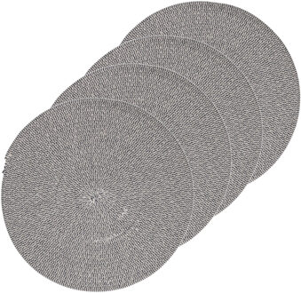 Tafel placemat/onderlegger - Set van 6x stuks - rond - navy blauw - katoen - 38 cm - Ontbijt/lunch/d