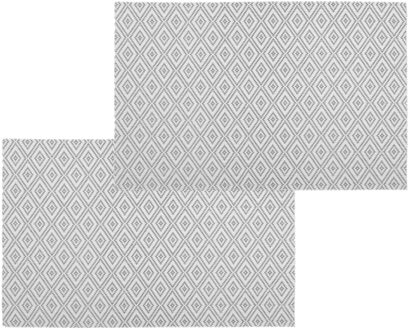 tafel placemat - Set van 12x stuks - grafische print - wit - texaline - 45 x 30 cm