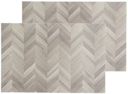 tafel placemat - Set van 8x stuks - hout print hongaarse punt - PVC - 45 x 30 cm