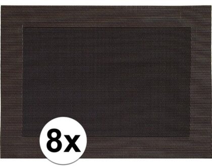Tafel Placemats - 8x stuks - bruin - gevlochten - 45 x 30 cm - onderleggers