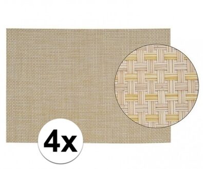Tafel Placemats jute beige - 4x - geweven/gevlochten - 45 x 30 cm - Onderleggers - Tafel dekken
