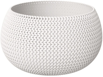 tafel plantenpot/bloempot - kunststof - parel wit - D30 x H22 cm - Plantenpotten