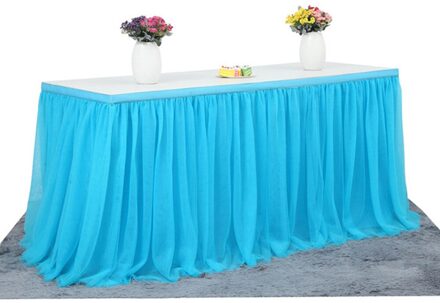 Tafel Rok Handgemaakte Tulle Tafelkleed Voor Feest Bruiloft Home Decoratie Verjaardagsfeestje/Baby Shower Chiffon Gaas Bruidssluier blauw
