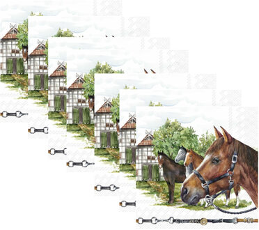 tafel servetten - Paarden print - 40x stuks - 3-laags - 33 x 33 cm - papier