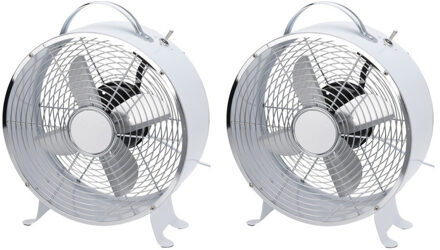 Tafel ventilator - 1x - 26 cm - Wit - kantoor/bureau ventilatoren - metaal