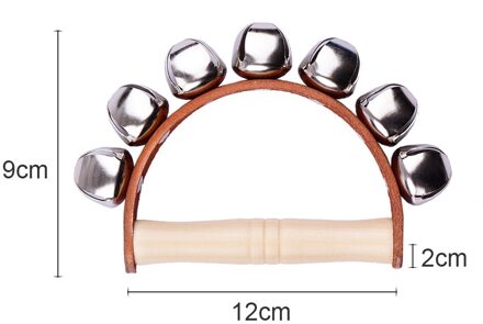 Tafelbel Hand Bells Met 7Pcs Jingle Bells Houten Handvat Muziekinstrument Speelgoed Voor Muziek Klasse Slaginstrumenten Speelgoed 7stk Jingle Bells