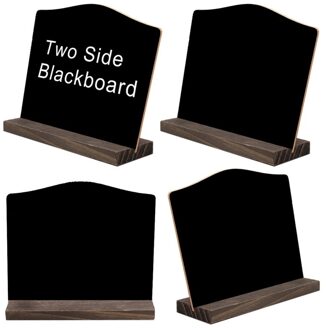 Tafelblad 6X5Inch Krijtbord Borden Met Houten Basis Stands, Set Van 4 Home Decor K3KB