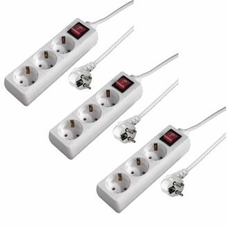 Tafelcontactdoos - 3x - 3-voudig - schakelaar - met 1,4 meter snoer - stekkerdoos