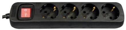Tafelcontactdoos - Stekkerdoos - verlengsnoer 4 voudig - met schakelaar - zwart 2500W - 1,5meter snoer