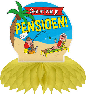 Tafeldecoratie Geniet Van Je Pensioen Geel Multikleur - Print