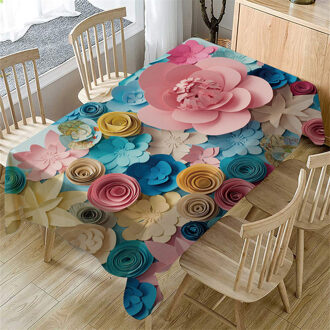 Tafelkleed 3D Bloem Tafelkleed Wasbaar Rechthoekige Thee Tafel Cover Eetkamer Home Decor Keuken Eettafel Doek # RU5