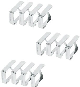 Tafelkleed klem - 12x - RVS - 5 x 4 cm - tafelzeil klemmen