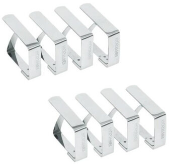 Tafelkleed klem - 12x - RVS - 5 x 4 cm - tafelzeil klemmen