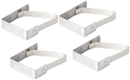 Tafelkleed klem - 4x - RVS - 5 x 4 cm - tafelzeil klemmen Zilver