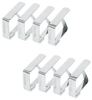 Tafelkleed klem - 8x - RVS - 5 x 4 cm - tafelzeil klemmen