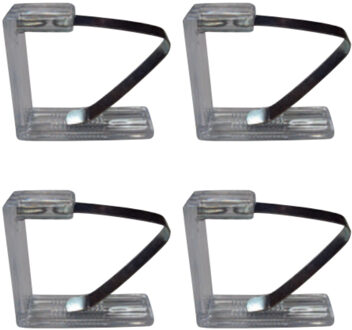 Tafelkleed klemmen - 4x stuks - transparant - kunststof - 4,5 x 6 cm - tafelkleedklemmen