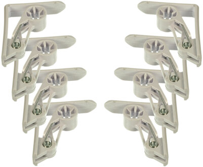 Tafelkleed klemmen - 8x stuks - wit - kunststof - 4,5 x 6 cm
