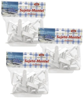 Tafelkleed klemmen kunststof - 36x - wit - 5 x 4 cm - Tafelkleedklemmen - Tafelzeilklemmen