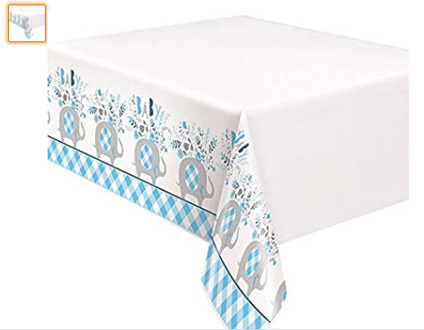 Tafelkleed Olifant Blauw Geboorte Jongen (140x210cm)