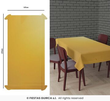 Tafelkleed/tafellaken polyester folie metallic goud 140 x 275 cm - Tafellakens Goudkleurig