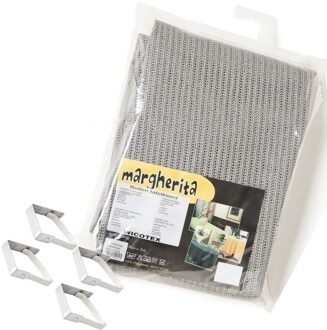 Tafelkleed/tafelzeil grijs 160 cm rond met 4 klemmen