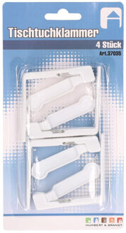Tafelkleedklemmen - 12x - 5 cm - wit - kunststof - tafellaken klemmen