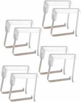 Tafelkleedklemmen - 8x st - transparant - 3 x 3 cm - kunststof - tafelzeilklemmen - tafelkleed vastz