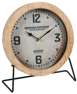 Tafelklok Bordeaux - Old School look - naturel/zwart - Dia 24 cm - hout