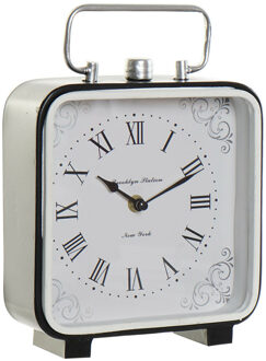 Tafelklok Zurich - zilver/wit - H27 cm - Dia klok 19 cm - glas/metaal - stijlvolle standaard