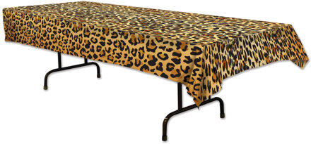 Tafellaken/tafelkleed luipaard - 137 x 274 cm - kunststof - Jungle/dieren thema Bruin
