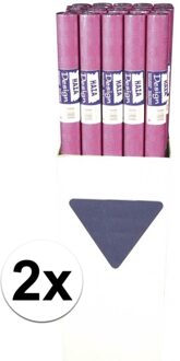 Tafellaken/tafelkleed rol papier - 2x - 800 x 120 cm - fuchsia roze - Lange tafels - Damast papier