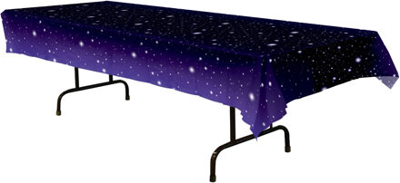 Tafellaken/tafelkleed sterrenhemel - 137 x 274 cm - kunststof - Heelal/universum thema Paars