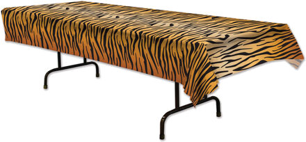 Tafellaken/tafelkleed tijger print - 137 x 274 cm - kunststof - Jungle/dieren thema