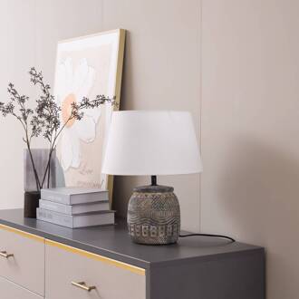 tafellamp Aelith, Ø 30 cm, grijs, keramiek, E27 wit, grijs