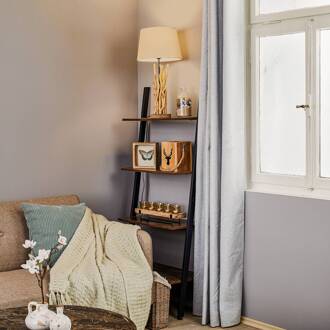 Tafellamp Agar met stoffen kap en houten element crèmewit, licht hout