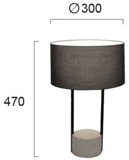 Tafellamp Allegro met stoffen kap, grijs grijs, zwart