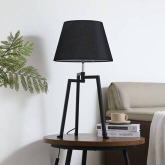 tafellamp Amona, zwart, textiel, 69 cm, driepoot zwart, wit