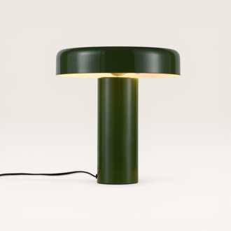 Tafellamp Arcena verda oliva - Groene paddenstoel lamp van metaal voor binnen - Zonder lichtbron