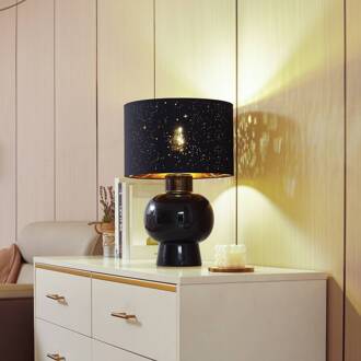 tafellamp Arved, zwart, textiel, keramiek, 46 cm